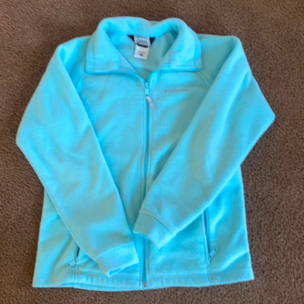 Columbia fleece zip up. Aqua blue. Youth 18-20.